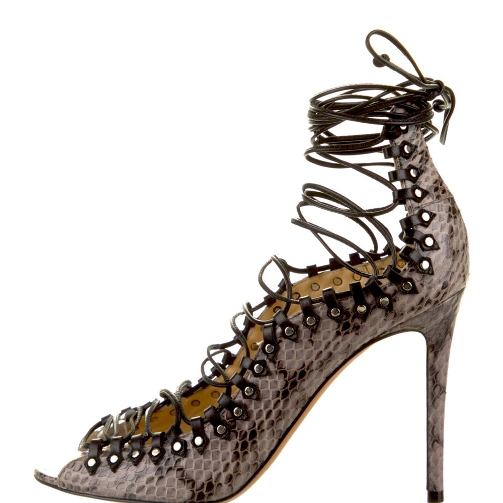 Jimmy Choo Lace up Snakeskin Sandals Size 38